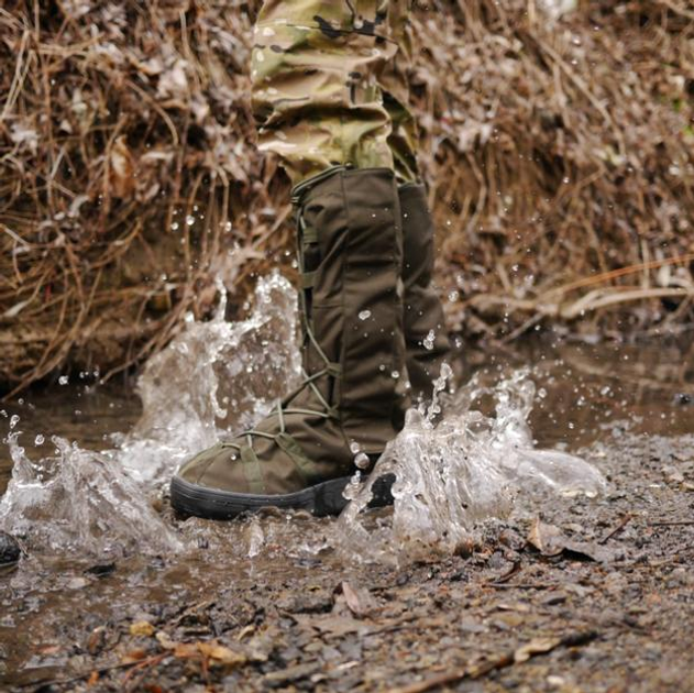 Тактичні військові водоштовхувальні бахіли для захисту від дощу гамаші на взуття Хакі M (39-41 розмір) - зображення 2