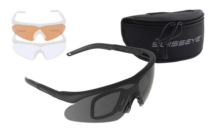 Тактические защитные очки SwissEye Tactical Raptor Pro RX с адаптером для диоприй черная оправа - изображение 1