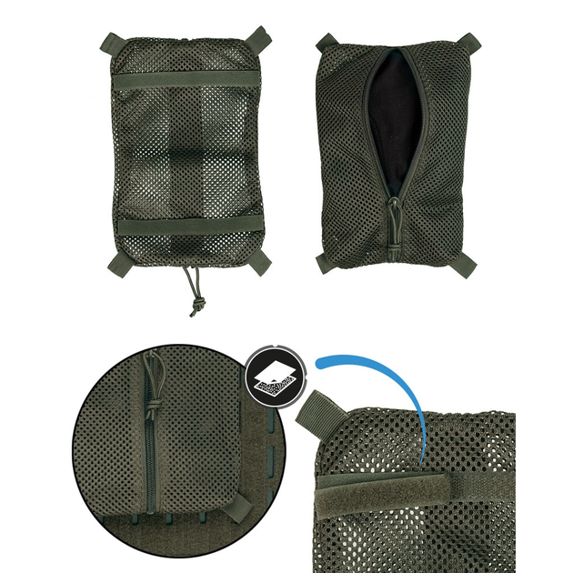 Подсумок универсальный сетчастый Sturm Mil-Tec® Mesh Bag with Velcro M Olive (16003601-M) - изображение 2