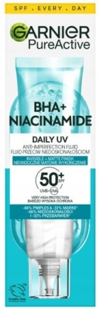 Fluid do twarzy Garnier BHA + Niacynamid na dzień SPF 50+ 40 ml (3600542597869) - obraz 2