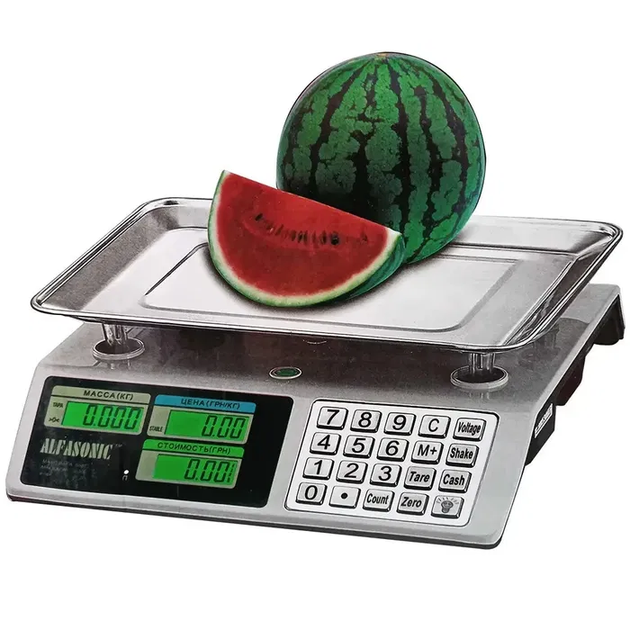Весы торговые Alfasonik TS-P6417 до 50 кг. металлические кнопки для дома, для кухни, с подсветкой Белый - изображение 5