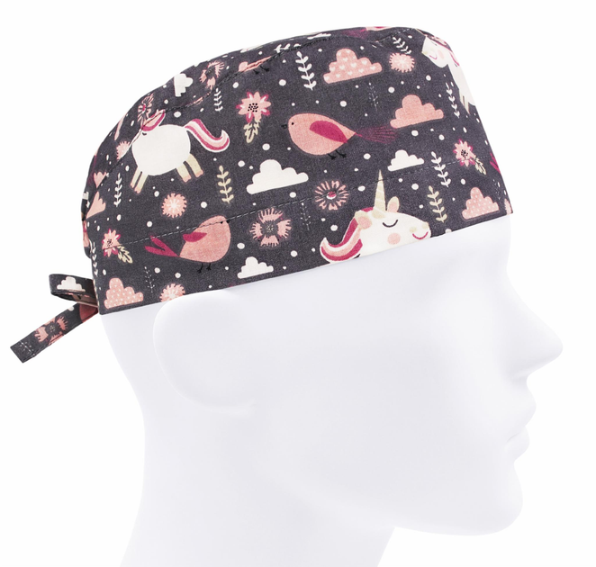 Медицинская шапочка мужская FloralScrubs универсальная принт Единорожки ...