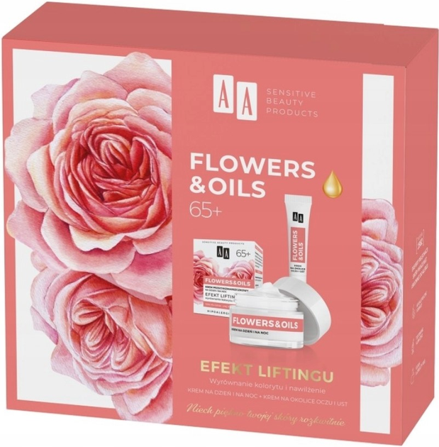 Zestaw Aa Cosmetics Flowers & Oils Efekt Liftingu Krem na dzień i na noc 50 ml + Krem na okolice oczu i ust 15 ml (5900116095721) - obraz 1