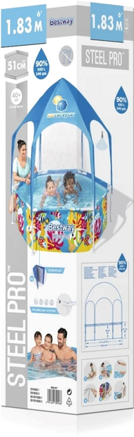 Basen stelażowy dla dzieci Bestway Splash-In-Shade 183 x 51 cm (6941607327722) - obraz 6