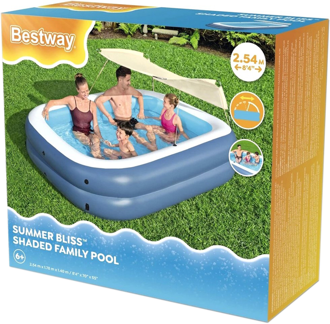 Nadmuchiwany basen Bestway Family z daszkiem 254 x 178 x 140 cm (6941607352199) - obraz 8