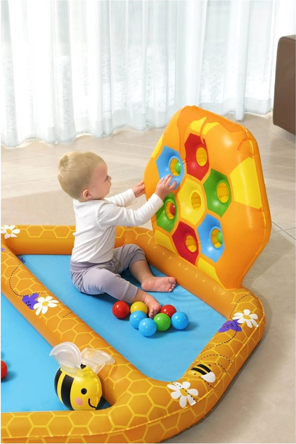 Nadmuchiwany basen dla dzieci Bestway Pszczoły z piłkami 127 x 119 x 61 cm (6941607352236) - obraz 6