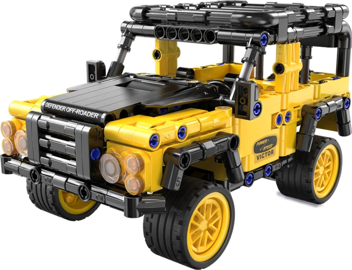 Klocki konstrukcyjne CaDA Pull-back Samochód terenowy 389 elementów Żółty (5903864953237) - obraz 2