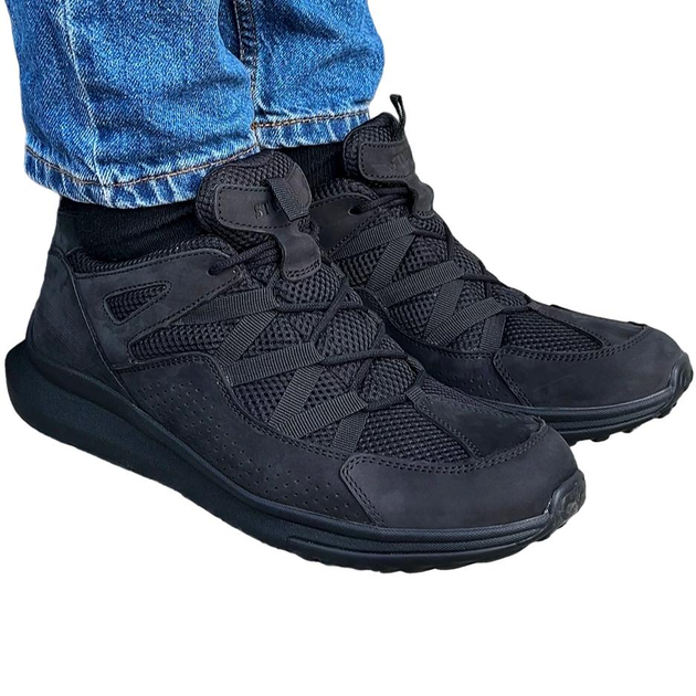 Тактичні кросівки літні Stimul Райдер чорні шкіряні сітка 43 - зображення 1