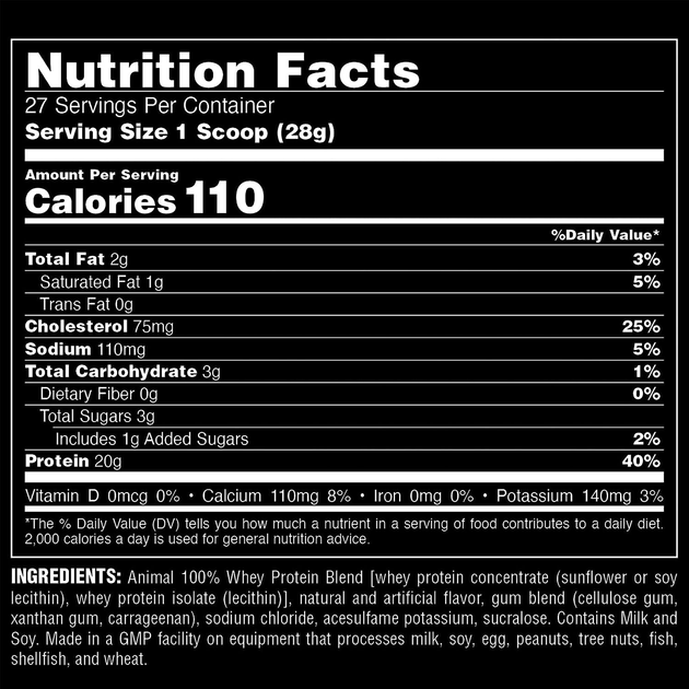 Протеин Universal Animal, 100% Whey Protein Powder 816 g (Classic ...