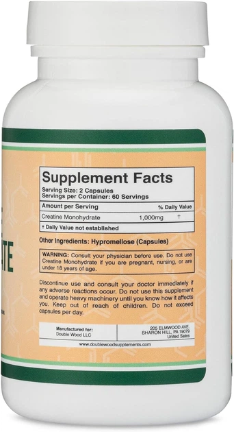 Креатин Double Wood Supplements Creatine Monohydrate 500 mg 120 caps - изображение 3