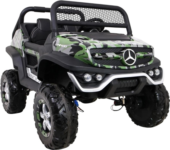 Електромобіль для дітей Ramiz Jeep Mercedes Benz Unimog Камуфляжний лакований Зелений (5903864907698) - зображення 12