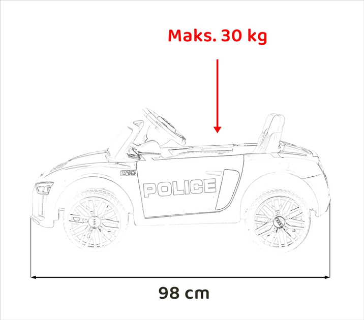 Samochód elektryczny dla dzieci Ramiz Audi R8 Policja (5903864942231) - obraz 3