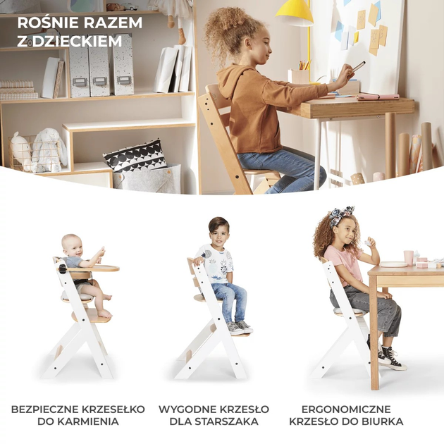 Krzesełko do karmienia Kinderkraft Enock Gray Wood KKKENOCGRY0000 (5902533915095) - obraz 9