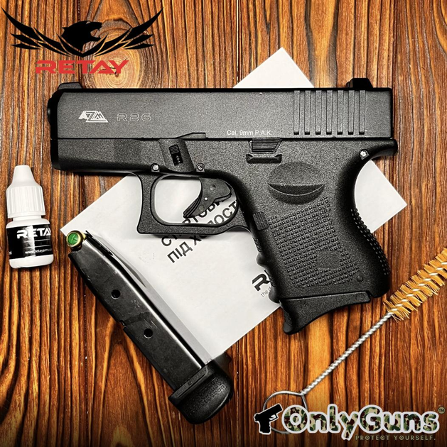 Стартовый Пистолет Retay AZM R26, Glock 26, кал. 9 мм, Сигнальный, холостой пистолет - изображение 1