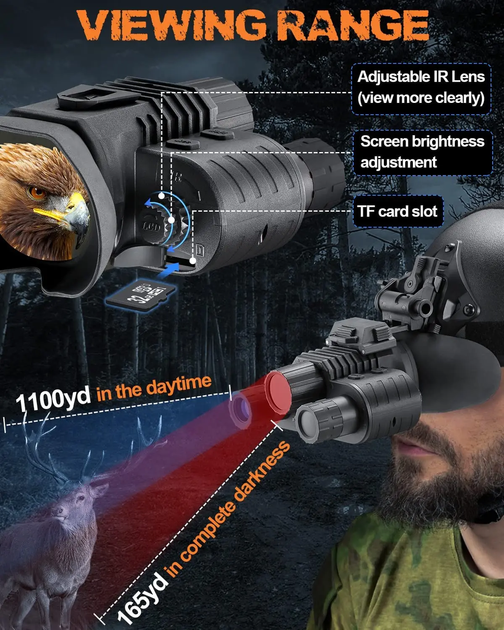 Прилад нічного бачення NV-880 8x16MP 1080P HD WiFi 850nm (до 600м у темряві) кріплення FMA L4G2 (пластик) - изображение 8