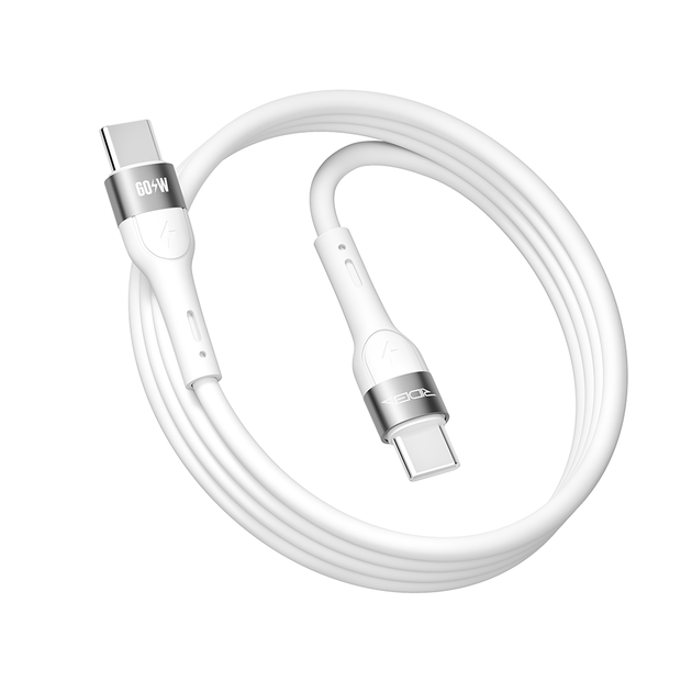 Data-кабель Ridea RC-XS51 X-Silicone 60W 3A Type-C to Type-C 1.2m, White - Фото 3 Data-кабель Ridea RC-XS51 X-Silicone 60W 3A Type-C to Type-C 1.2m, White - изображение 3