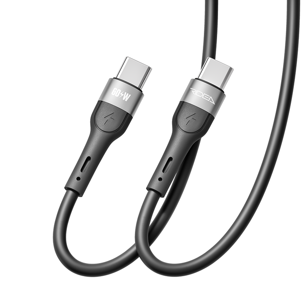 USB Кабель Ridea RC-XS51 X-Silicone 60W 3A Type-C to Type-C 2m, Black - зображення 5