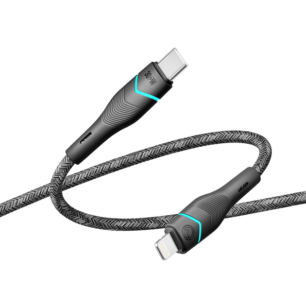Кабель usb ridea rc-rl15 rgb light type-c to lightning 30w 1.2m черный - Фото 6 Кабель usb ridea rc-rl15 rgb light type-c to lightning 30w 1.2m черный - изображение 6