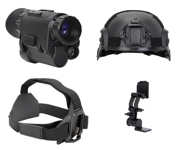 Комплект - монокуляр ночного видения NVG30 Wi-Fi 940nm + шлем ABS-пластик + крепления Черный (Kali) KL650 - изображение 1