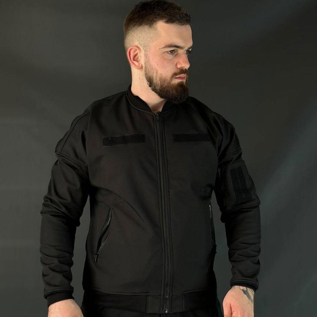 Бомбер Softshell на микрофлисе черный размер XL - изображение 1