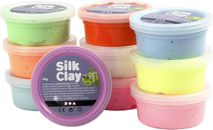 Набір для ліплення Creativ Company Silk Clay Basic Colours 10 x 40 г (5707167742785) - зображення 1