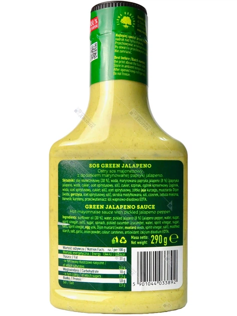 Соус с зеленым перцем халапеньо ROLESKI c майонезом острый Green Jalapeno 290 г - изображение 2