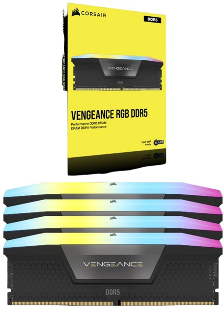 Оперативная память Corsair DDR5-6400 65536MB PC5-51200 (Kit of 4x16384) Vengeance RGB Black (CMH64GX5M4B6400C32) - изображение 3