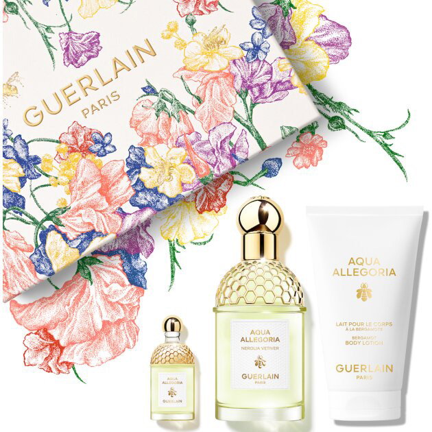 Набір для жінок Guerlain Aqua Allegoria Nerolia Vetiver Туалетна вода 75 мл + Мініатюра Туалетна вода 7.5 мл + Лосьйон для тіла 75 мл (3346470148697) - зображення 2