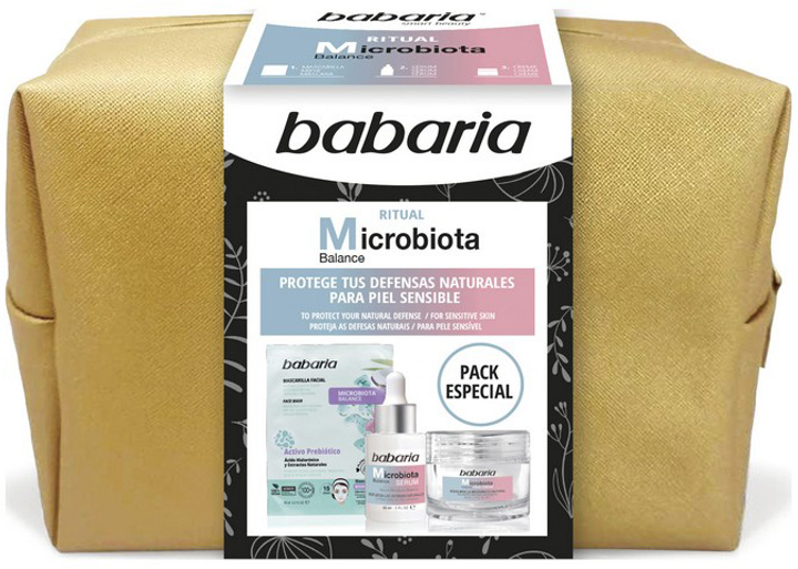 Zestaw do pielęgnacji twarzy Babaria Microbiota Balance Serum 30 ml + Krem 50 ml + Nawilżająca maseczka + Kosmetyczka (8410412551885) - obraz 1