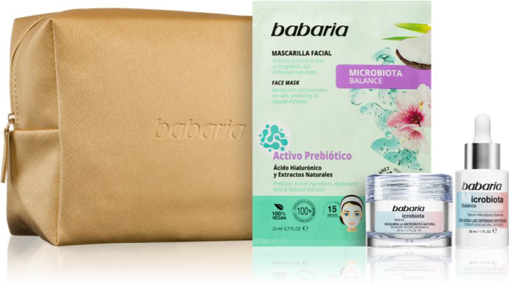 Zestaw do pielęgnacji twarzy Babaria Microbiota Balance Serum 30 ml + Krem 50 ml + Nawilżająca maseczka + Kosmetyczka (8410412551885) - obraz 2