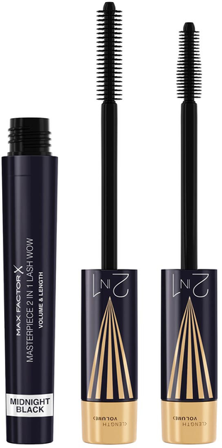 Tusz do rzęs Max Factor Masterpiece 2 in 1 Lash Wow 03 Midnight Wydłużający Czarny 7 ml (3616304749780) - obraz 2