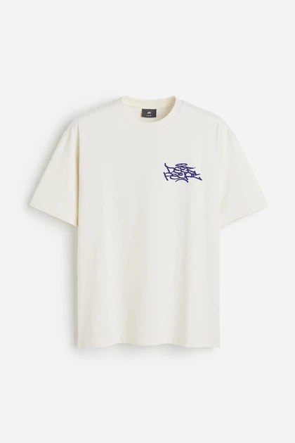 Футболка з принтом H&M Loose Fit XXL бежевий 0967955080 - Фото 1 Футболка з принтом H&M Loose Fit XXL бежевий 0967955080 - изображение 1