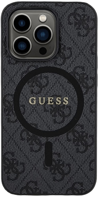 Панель Guess 4G Collection Leather Metal Logo MagSafe для Apple iPhone 14 Pro Black (3666339226305) - зображення 1