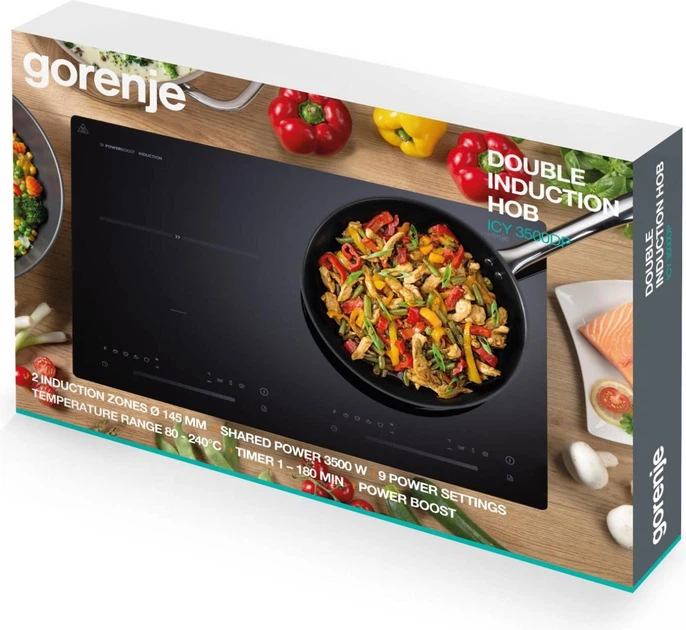 Gorenje Індукційна плитка ICY3500DP, 2 зони нагріву, 7 рівнів потужності, сенсорне управління, чорний - зображення 7