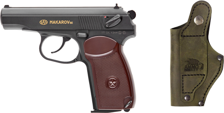 Набір Пістолет пневматичний SAS Makarov SE 4.5 мм + Поясна кобура Ammo Key Shahid-1 для ПМ Olive Pullup (23702862+Z3.3.3.202) - зображення 1