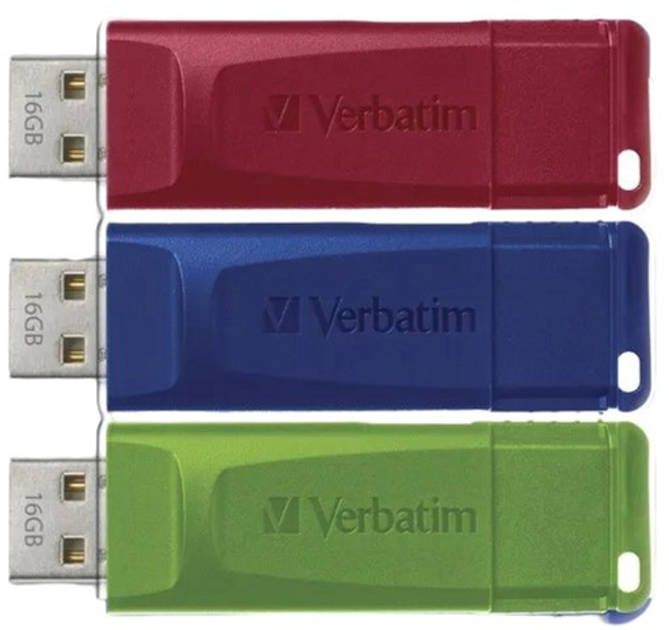 Zestaw pendrive Verbatim Store Go Slider 16GB USB 2.0 3 szt Red/Blue/Green (0023942493266) - obraz 5
