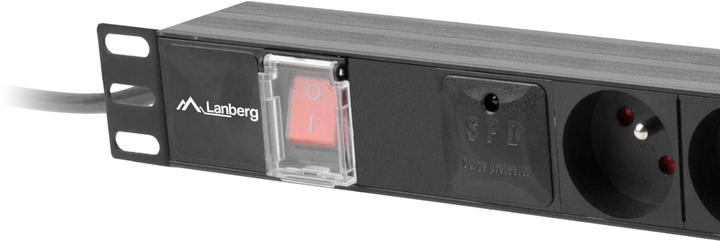 Listwa przeciwprzepięciowa Lanberg Rackowa 1U 16A PDU 6 gniazd 2 m Black (PDU-06E-0200-BK) - obraz 3