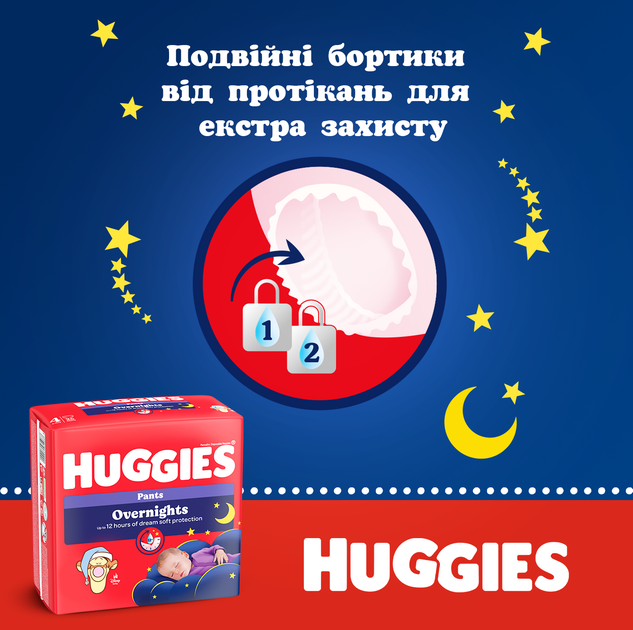 Трусики-підгузки Huggies Overnights Pants 5 12-17 кг 24 шт (5029053581095) - Фото 8 Трусики-підгузки Huggies Overnights Pants 5 12-17 кг 24 шт (5029053581095) - изображение 8