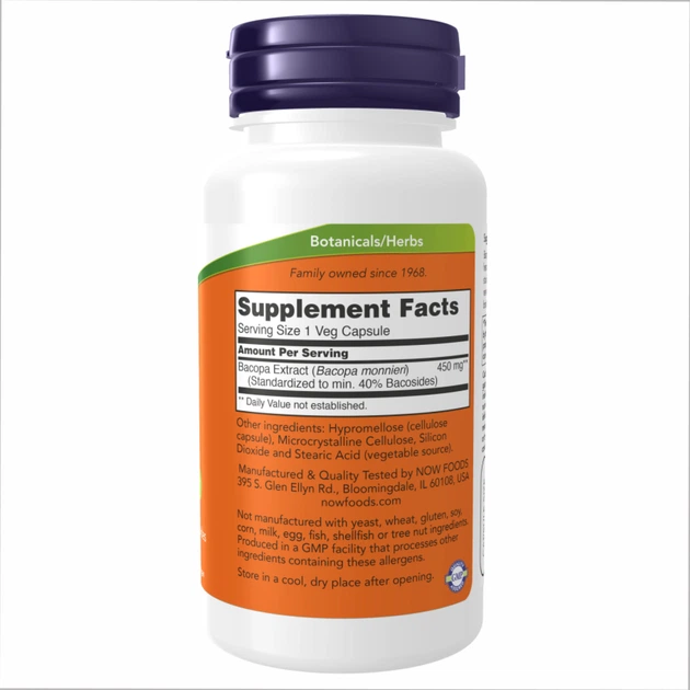 Бакопа екстрак Now Foods Bacopa Extract 450 mg 90 вег. капсул - Фото 2 Бакопа екстрак Now Foods Bacopa Extract 450 mg 90 вег. капсул - зображення 2