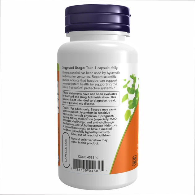 Бакопа екстрак Now Foods Bacopa Extract 450 mg 90 вег. капсул - Фото 3 Бакопа екстрак Now Foods Bacopa Extract 450 mg 90 вег. капсул - зображення 3