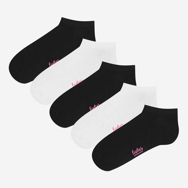 Набір жіночих шкарпеток коротких бавовняних Henderson 41607-K002 36/38 5 пар Білий/Чорний (5903972289723) - зображення 1