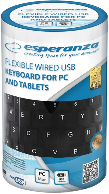 Klawiatura silikonowa Esperanza EK140 USB QWERTY Black (5901299958513) - obraz 7