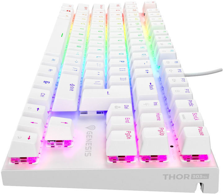 Клавіатура дротова Genesis Thor 303 TKL RGB Outemu Brown White (NKG-1861) - зображення 4