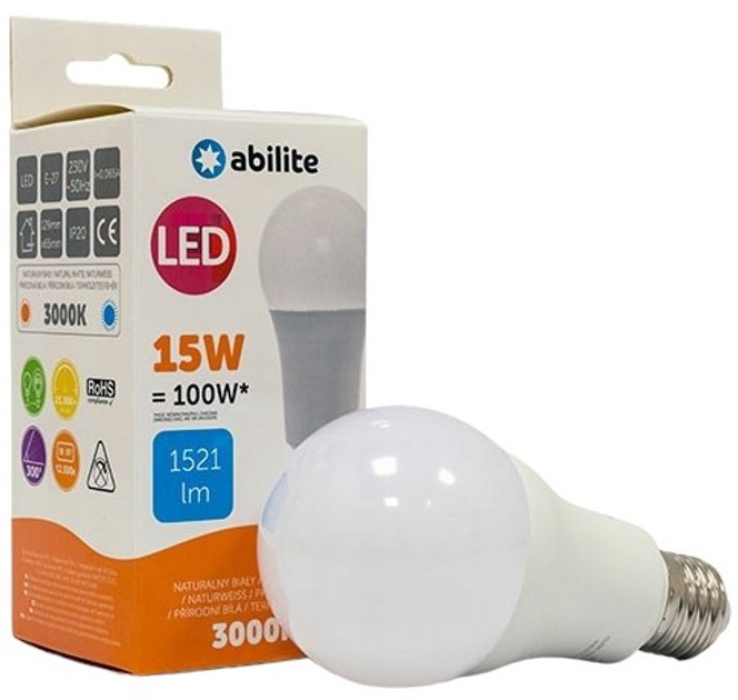 Світлодіодна лампа LED Abilite A65 E27 15W (AOBJRHS49083) - зображення 1