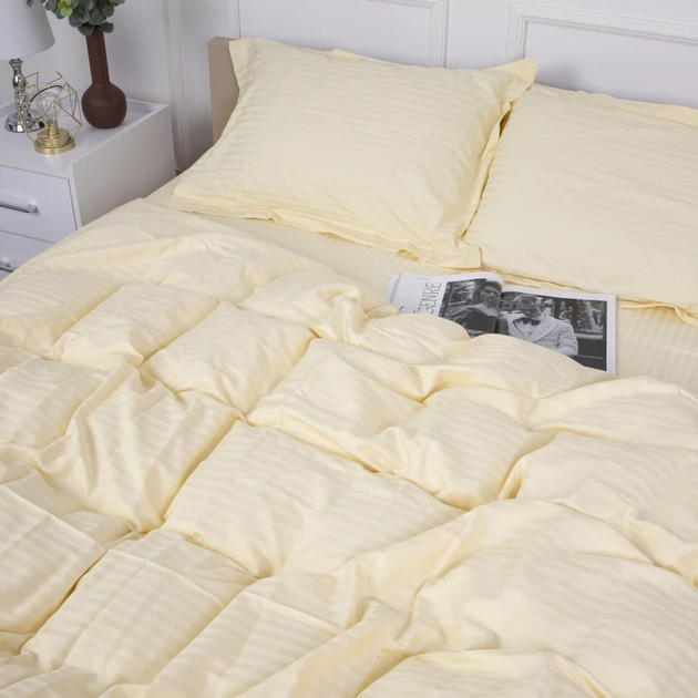 Акція на Комплект постільної білизни MirSon Satin Stripe 30-0002 Soft Yellow 143х210 Полуторний від Rozetka