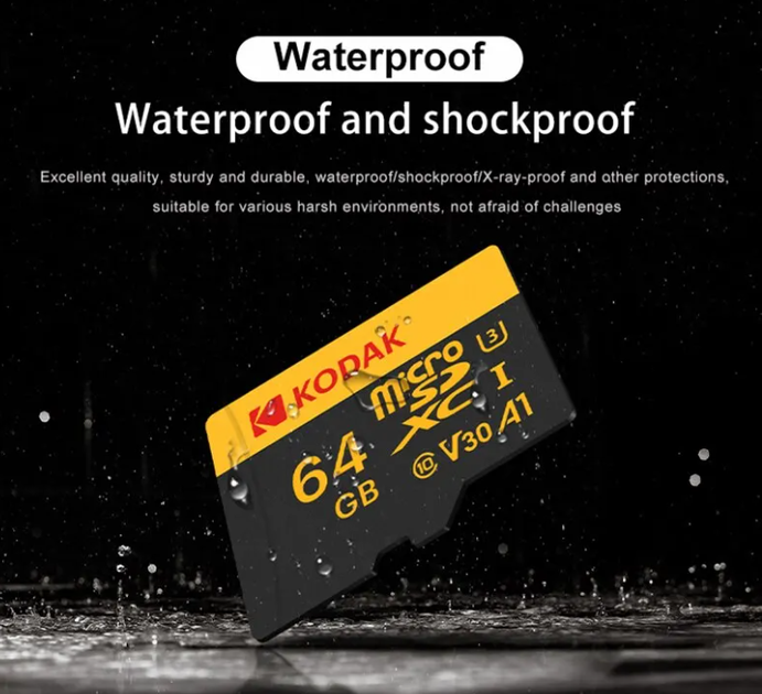Карта памяти micro SD Kodak 64Gb U3 A1 class 10 + SD адаптер - изображение 4