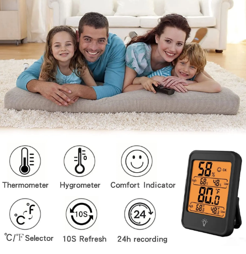 Цифровой климатический термогигрометр Indoor Thermometer с подсветкой термометр гигрометр - изображение 2