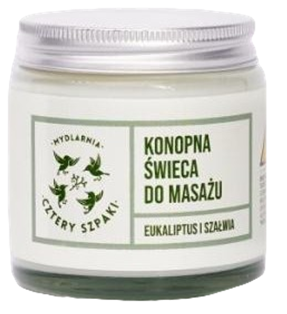 Масажна свічка Mydlarnia Cztery Szpaki Конопляна евкаліпт і шавлія 120 мл (5903641980548) - зображення 1