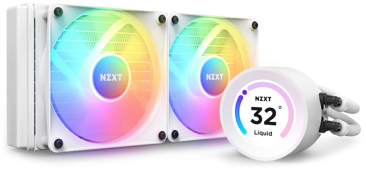 Система рідинного охолодження NZXT Kraken Elite RGB 240 мм AIO liquid cooler w/Display, RGB Fans White (RL-KR24E-W1) - зображення 1