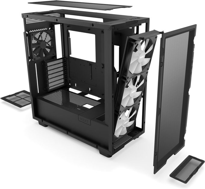Obudowa NZXT H Series H7 Flow RGB 2023 Edition ATX Mid Tower Chassis All Black Color (CM-H71FB-R1) - obraz 6